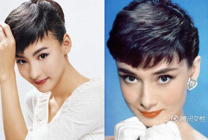 Người đẹp Hồng Kông Trương Bá Chi với dòng máu lai tây ít nhiều cũng có nét tương tự với Audrey Hepburn từ khuôn mặt đến chiếc mũi thanh cao, đôi mắt sắc xảo ấn tượng.